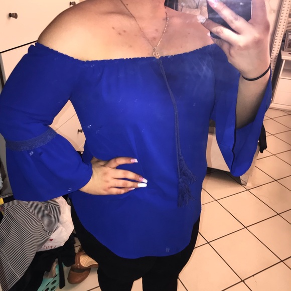 Royal blue off the shoulder top - Picture 1 of 3